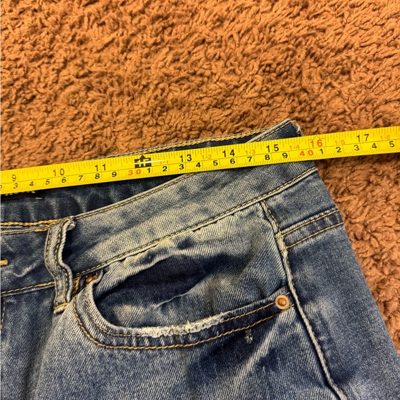 Fashion Nova Women Jeans Blue Cotton Blend High Rise Distressed Regular Denim 11 - Picture 7 of 8